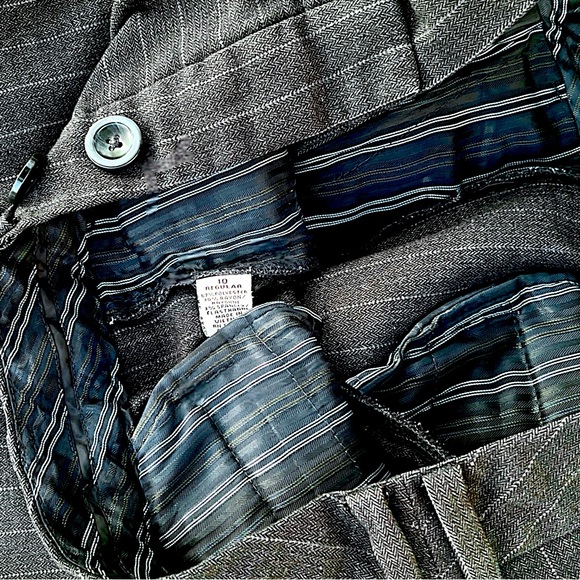 Old Navy Pinstripe Wool Blend Stretch Trousers Size 10 Regular - Picture 7 of 8